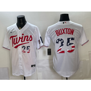 Minnesota Twins 25 Buxton White USA 250 Fourth of July Men Jersey