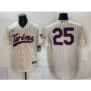 Minnesota Twins 25 Cream Men Jersey