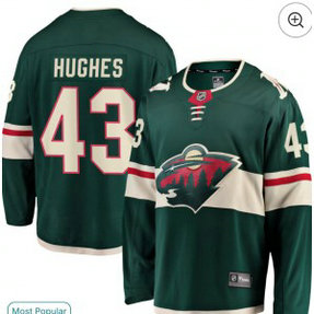 Minnesota Wild 43 Hughes Green Men Jersey