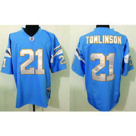 Mitchell&Ness San Diego Chargers No.21 LaDainian Tomlinson Baby Blue Throwback Men's Football Jersey