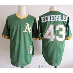 Mitchell and Ness Athletics 43 Dennis Eckersley Green Throwback Men Jersey