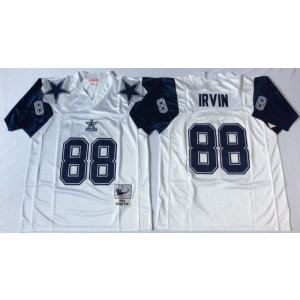 Mitchell and Ness Cowboys 88 Michael Irvin White Throwback White NFL Jersey