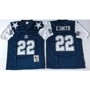 Mitchell and Ness Dallas Cowboys #22 Emmitt Smith (E.Smith) Throwback Navy Blue Jersey
