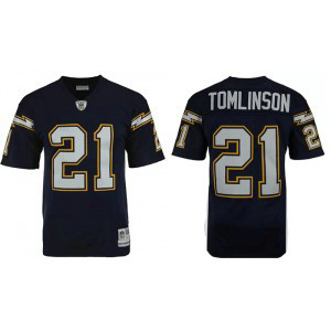 Mitchell and Ness NFL Chargers 21 Tomlinson Blue Throwback Men Jersey