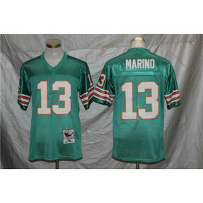 Mitchell and Ness NFL Dolphins 13 Dan Marino Green Throwback Men Jersey