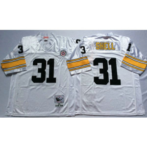 Mitchell and Ness NFL Steelers 31 Donnie Shell White Throwback Jersey