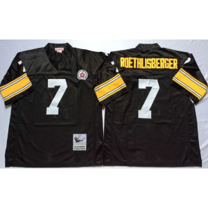 Mitchell and Ness NFL Steelers 7 Ben Roethlisberger Black Throwback Jersey