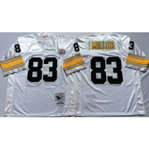 Mitchell and Ness NFL Steelers 83 Heath Miller White Throwback Jersey