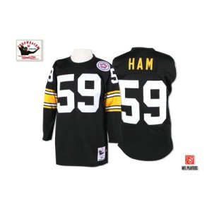 Mitchell and Ness Steelers 59 Jack Ham Throwback Black Long Sleeve Men Jersey