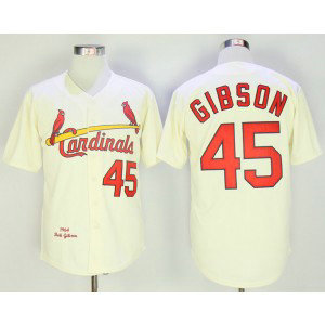 Mlb Cardinals 45 Bob Gibson Cream 1964 Mitchell & Ness Men Jersey