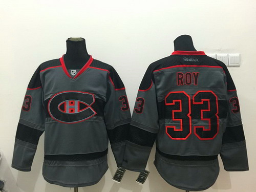 Montreal Canadiens #33 Patrick Roy Charcoal Gray Jersey Montreal Canadiens #33 Patrick Roy Charcoal Gray Jersey