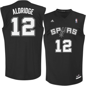 NBA 12 Spurs LaMarcus Aldridge Adidas Chase Fashion Replica Black Men Jersey