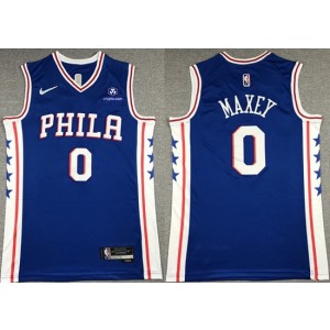NBA 76ers 0 Tyrese Maxey Blue Men Jersey