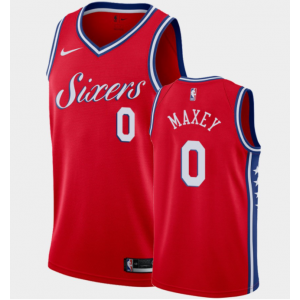 NBA 76ers 0 Tyrese Maxey Red Nike Men Jersey