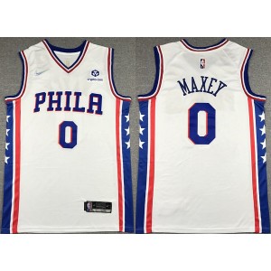NBA 76ers 0 Tyrese Maxey White 75th Anniversary Nike Men Jersey