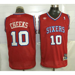 NBA 76ers 10 Maurice Cheeks Red Hardwood Classics Men Jersey