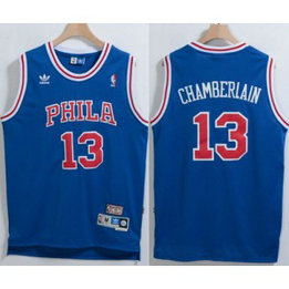 NBA 76ers 13 Wilt Chamberlain Blue Throwback Men Jersey