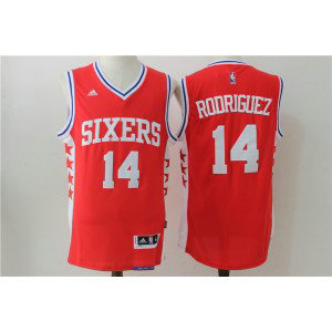 NBA 76ers 14 Sergio Rodriguez Red Swingman Men Jersey