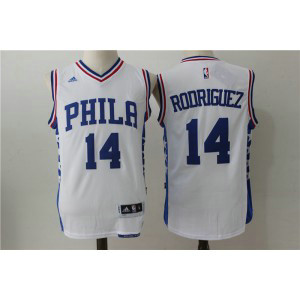 NBA 76ers 14 Sergio Rodriguez White Swingman Men Jersey