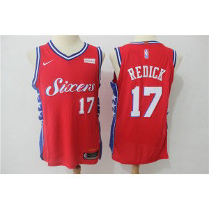 NBA 76ers 17 J.J. Redick Red Nike Men Jersey
