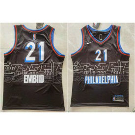 NBA 76ers 21 Joel Embiid 2021 City Edition Nike Men Jersey