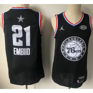 NBA 76ers 21 Joel Embiid Black 2019 All-Star Game Men Jersey