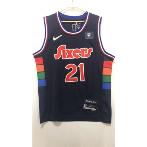 NBA 76ers 21 Joel Embiid Black Nike Men Jersey