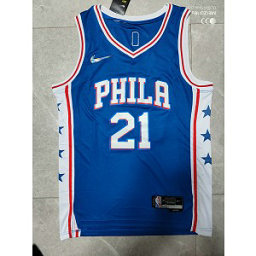 NBA 76ers 21 Joel Embiid Blue 75th Anniversary Men Jersey