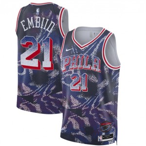 NBA 76ers 21 Joel Embiid Navy 2025 Select Series Men Jersey