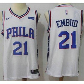 NBA 76ers 21 Joel Embiid White Nike Swingman Men Jersey