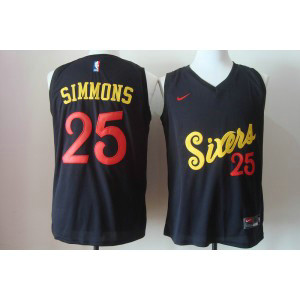 NBA 76ers 25 Ben Simmons Black Nike Men Jersey
