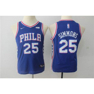 NBA 76ers 25 Ben Simmons Blue Nike Swingman Youth Jersey