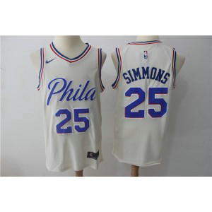 NBA 76ers 25 Ben Simmons Cream Nike City Edition Swingman Men Jersey