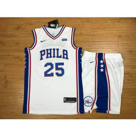 NBA 76ers 25 Ben Simmons White Nike Swingman Men Jersey With Shorts