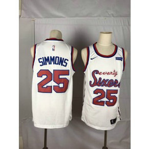 NBA 76ers 25 Ben simmons White Nike Throwback Number Men Jersey