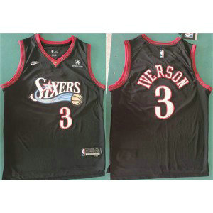 NBA 76ers 3 Allen Iverson Black 2025 Classic Edition Nike Men Jersey