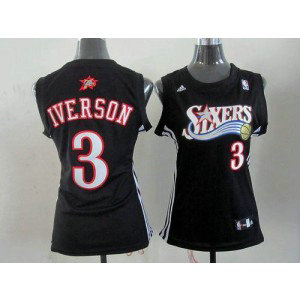 NBA 76ers 3 Allen Iverson Black Alternate Women Jersey