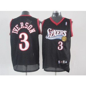 NBA 76ers 3 Allen Iverson Black Men Jersey