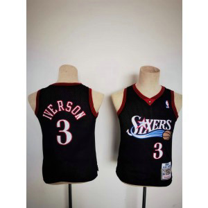 NBA 76ers 3 Allen Iverson Black Youth Jersey