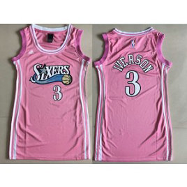 NBA 76ers 3 Allen Iverson Pink Swingman Women Jersey