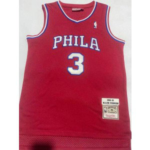 NBA 76ers 3 Allen Iverson Red Throwback Men Jersey