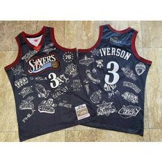 NBA 76ers 3 Allen Iverson Throwback Men Jersey