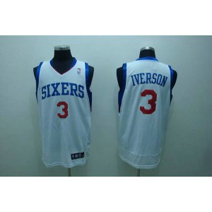 NBA 76ers 3 Allen Iverson White Men Jersey