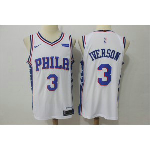 NBA 76ers 3 Allen Iverson White Nike Swingman Men Jersey