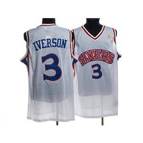 NBA 76ers 3 Allen Iverson White Throwback Men Jersey 1