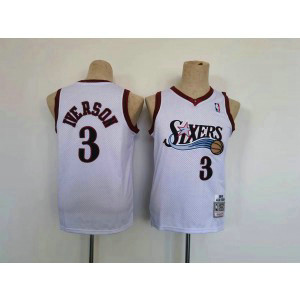 NBA 76ers 3 Allen Iverson White Throwback Youth Jersey