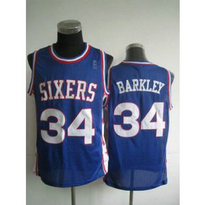 NBA 76ers 34 Charles Barkley Blue Throwback Men Jersey