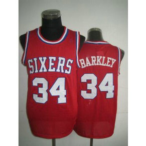 NBA 76ers 34 Charles Barkley Red Throwback Men Jersey