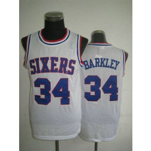 NBA 76ers 34 Charles Barkley White Throwback Men Jersey