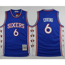 NBA 76ers 6 Julius Erving Blue Throwback Men Jersey